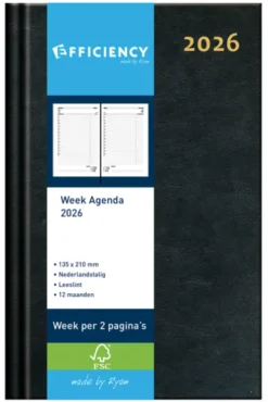 Agenda 2025 Ryam Efficiency Baladek 7Dagen/2Pagina's Zwart