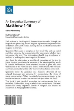 An Exegetical Summary of Matthew 1-16