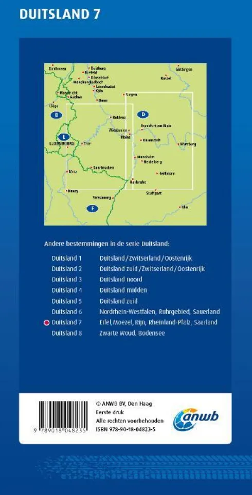 ANWB*Wegenkaart Duitsland 7. Eifel/Moezel/Rijn/Rheinland-Pfalz/Saarland