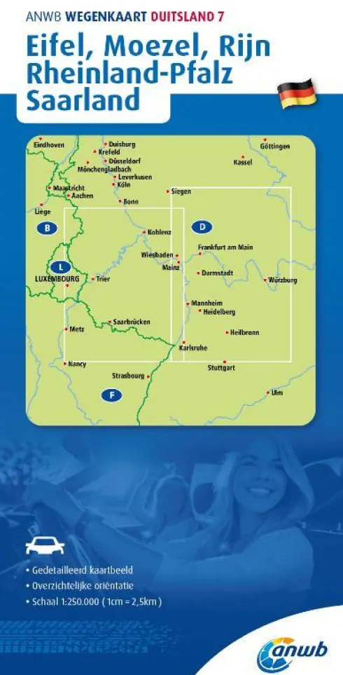 ANWB*Wegenkaart Duitsland 7. Eifel/Moezel/Rijn/Rheinland-Pfalz/Saarland