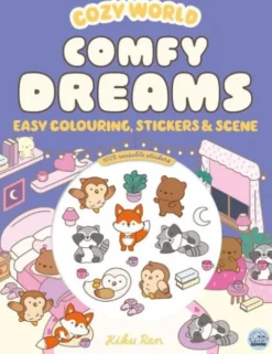 Cozy World Comfy Dreams: Easy Colouring and Sticker Scene for Teens, Young Adults and Adults