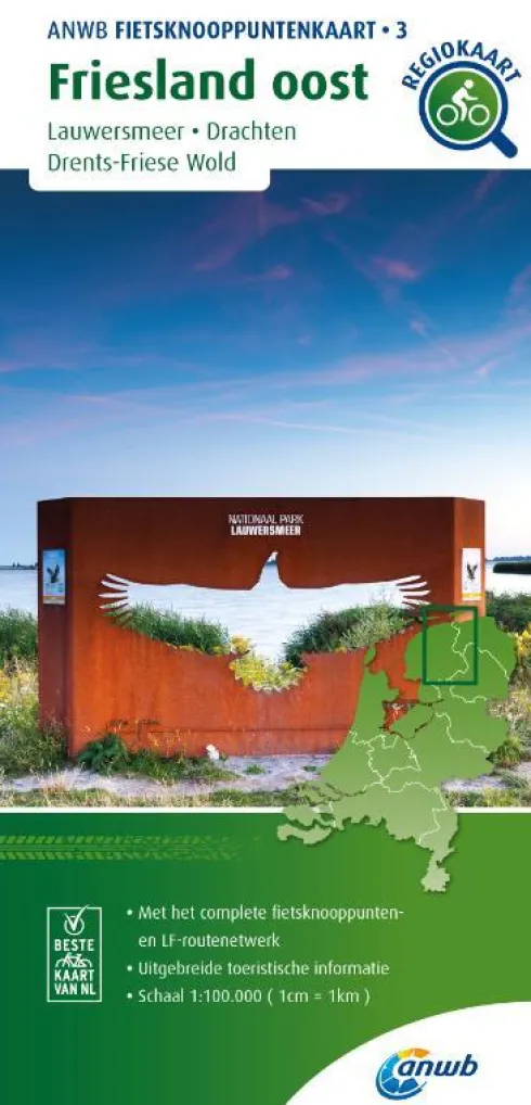 Fietsknooppuntenkaart Friesland oost 1:100.000