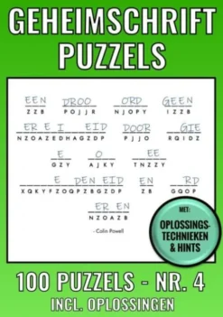 Geheimschrift Puzzelboek NR. 4 - 100 Puzzels - Incl. Uitleg, Tips en Oplossingen