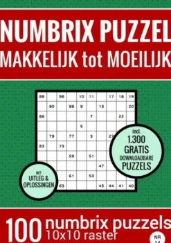 Kerstcadeau: Puzzelboek met 100 Numbrix Puzzels - Makkelijk tot Moeilijk - NR.14