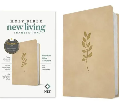 NLT Premium Value Compact Bible, Filament Enabled (LeatherLike, Ivory Vine)