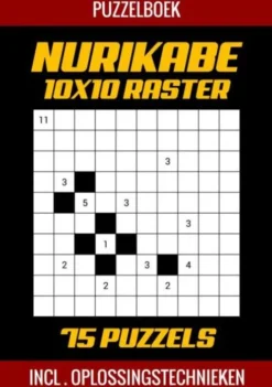 Nurikabe Puzzelboek 10x10 Raster - 75 Puzzels - Incl. Oplossingstechnieken