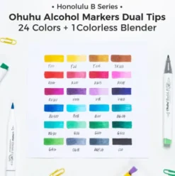 Ohuhu Honolulu B 24 kleuren Alcohol Art Markers Brush & Fine