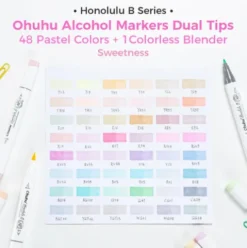 Ohuhu Honolulu B 48 kleuren Pastel Alcohol Art Markers Brush & Fine Sweetness
