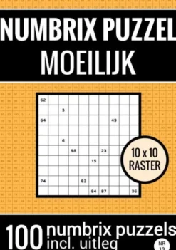 Puzzelboek met 100 Numbrix Puzzels voor Ver Gevorderden - NR.13- Numbrix Puzzel Moeilijk
