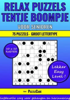 Relax Puzzelboek: Tentje Boompje voor Senioren 10x10 Raster - 75 Puzzels Groot Lettertype - Lekker Easy Level!