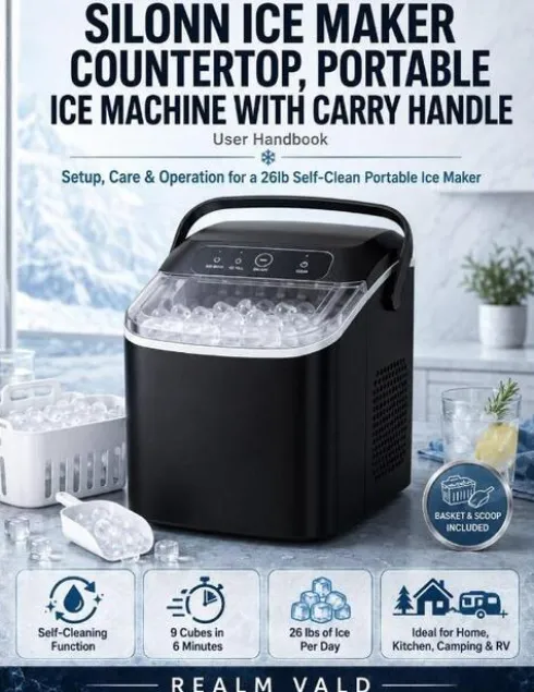 Vald, R: Silonn Ice Maker Countertop, Portable Ice Machine w