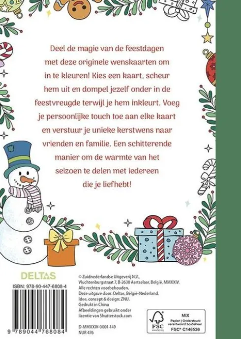 Wenskaarten om in te kleuren - Merry Christmas